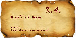 Kozári Anna névjegykártya