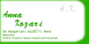 anna kozari business card